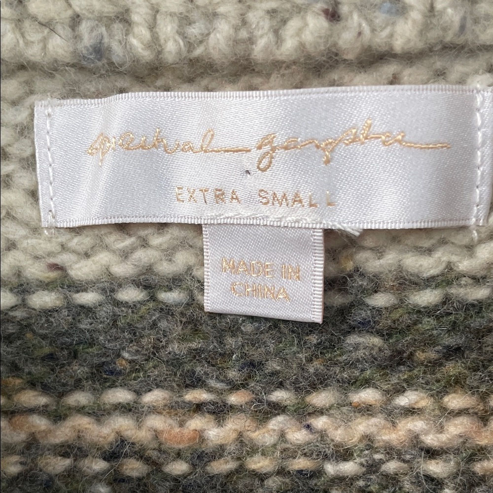 Spiritual Gangster NWOT Womens Striped Gray Cream Merino Wool Blend Sweater XS‎ - Picture 2 of 9